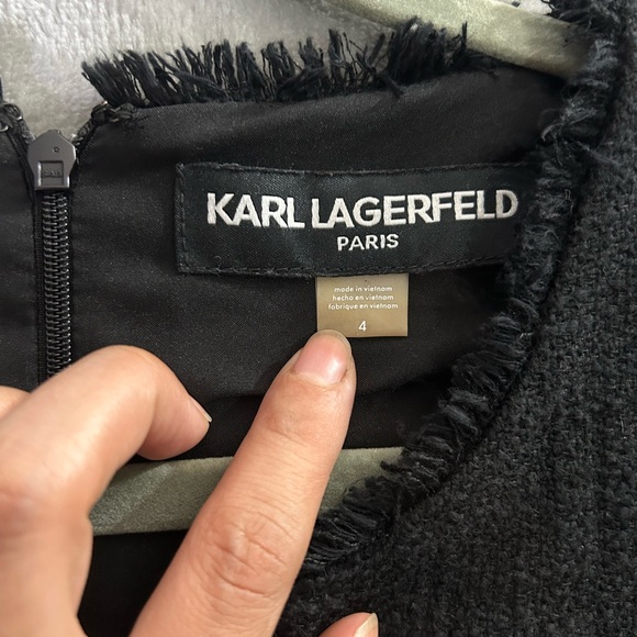 Karl Lagerfeld Paris tweed mini black dress - Picture 3 of 12